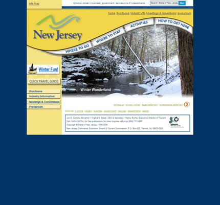 New Jersey state tourism website: 2007