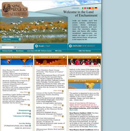 New Mexico state tourism website: 2007