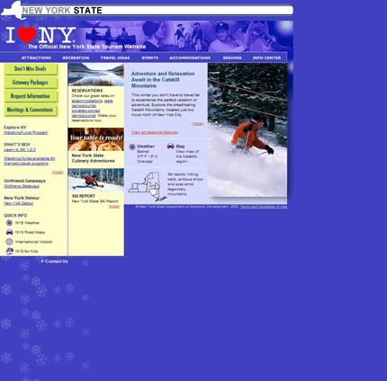 New York state tourism website: 2007