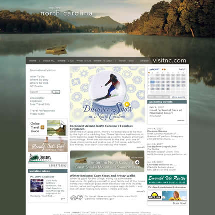 North Carolina state tourism website: 2007