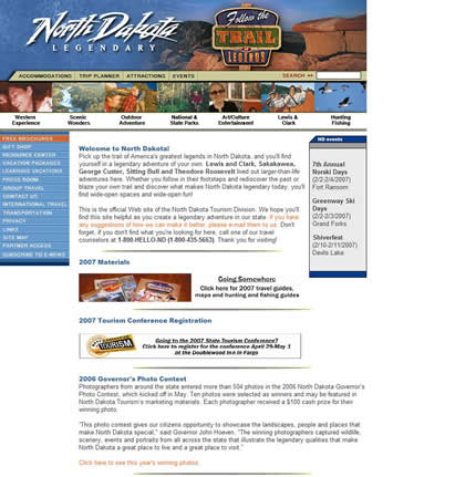 North Dakota state tourism website: 2007