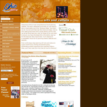 Ohio state tourism website: 2007