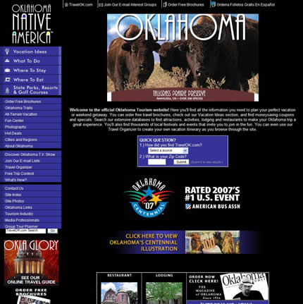 Oklahoma state tourism website: 2007