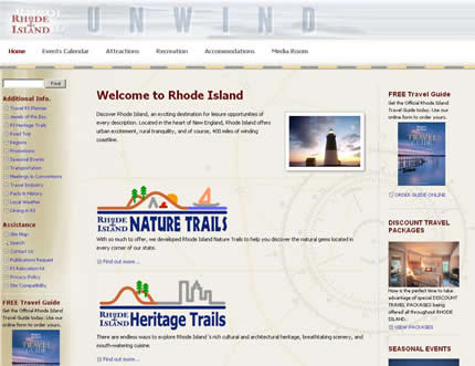 Rhode Island state tourism website: 2007