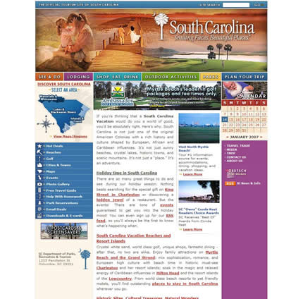 South Carolina state tourism website: 2007