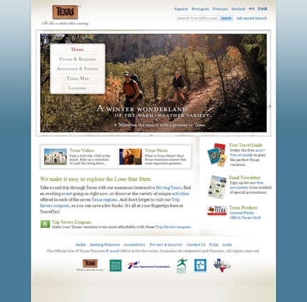 Texas state tourism website: 2007