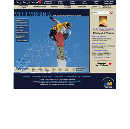 Virginia state tourism website: 2007