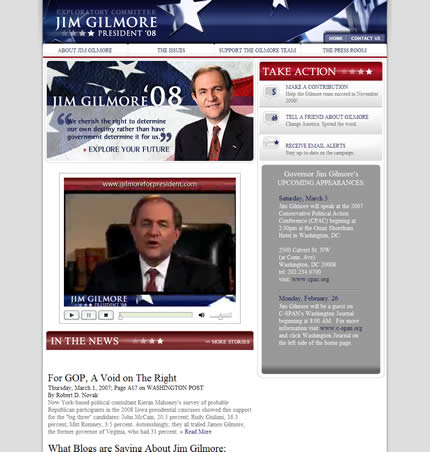 Jim Gilmore 2008 US presidential election website