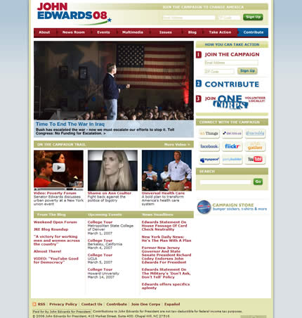John Edwards 2008 US presidential election website