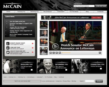 John McCain 2008 US presidential election website