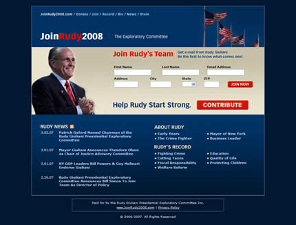 Rudy Giuliani 2008 US presidential election website