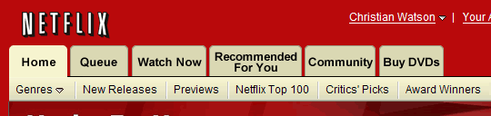 Netflix navigation bar after redesign