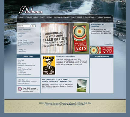 Alabama state tourism website: 2007