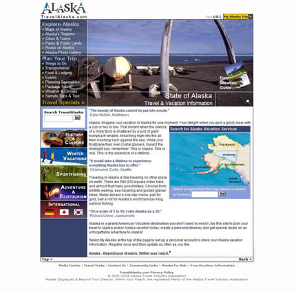 Alaska state tourism website: 2007