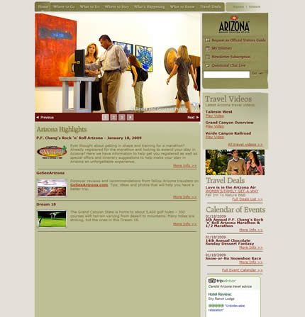 Arizona state tourism website: 2009