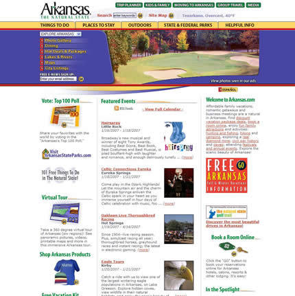 Arkansas state tourism website: 2007