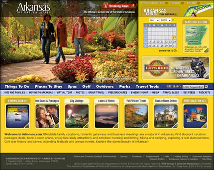 Arkansas state tourism website: 2009