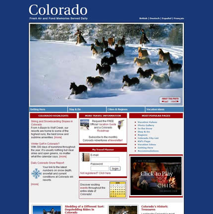 Colorado state tourism website: 2007