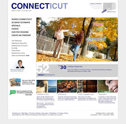 Connecticut state tourism website: 2007