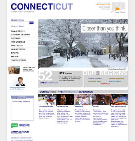 Connecticut state tourism website: 2009