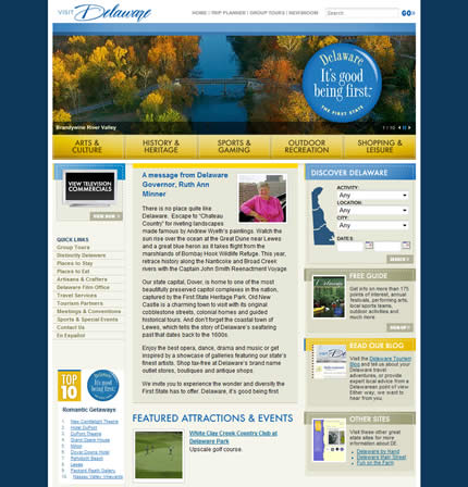 Delaware state tourism website: 2009