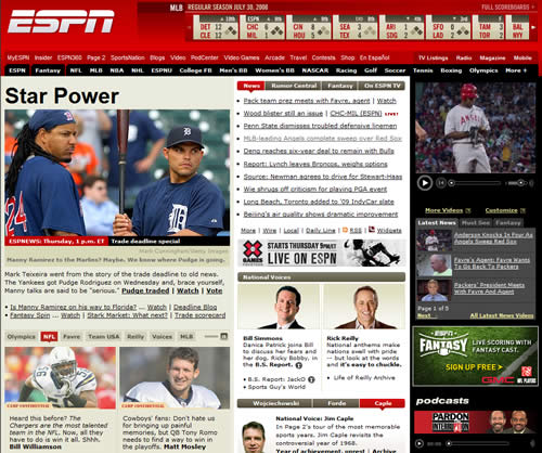 Old ESPN home page