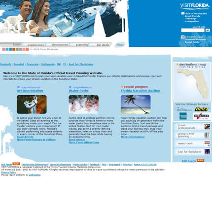 Florida state tourism website: 2007