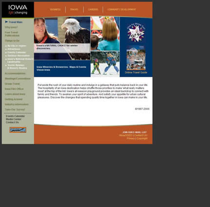 Iowa state tourism website: 2007