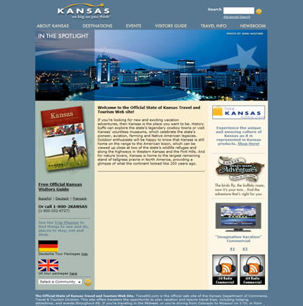 Kansas state tourism website: 2009