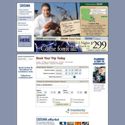 Louisiana state tourism website: 2007