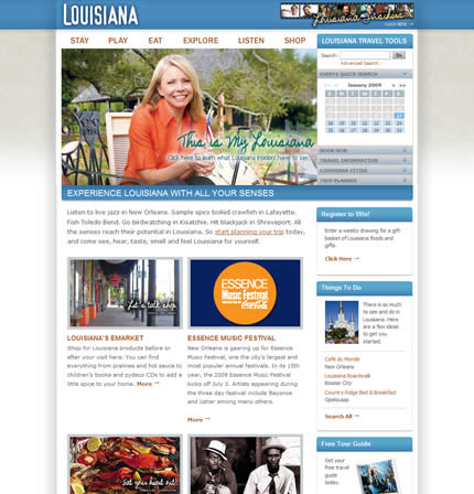 Louisiana state tourism website: 2009