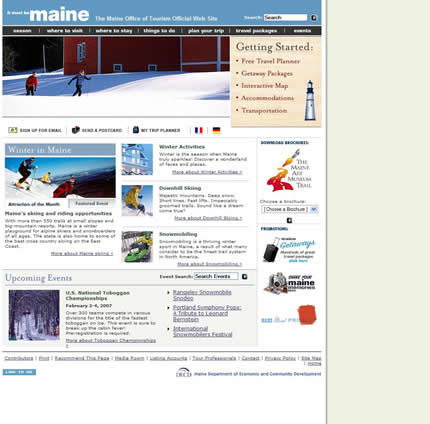 Maine state tourism website: 2007