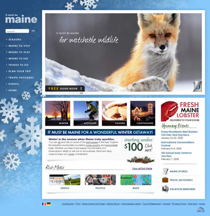 Maine state tourism website: 2009