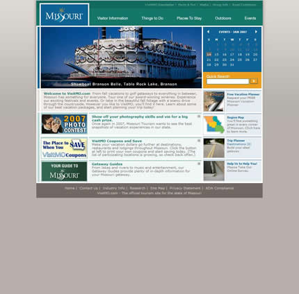 Missouri state tourism website: 2007