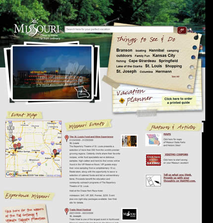 Missouri state tourism website: 2009