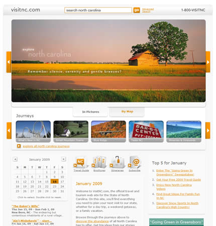 North Carolina state tourism website: 2009
