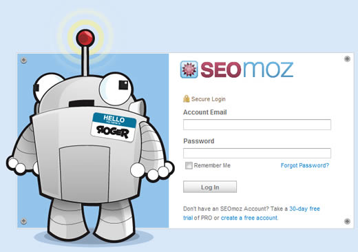 SEOMoz login page